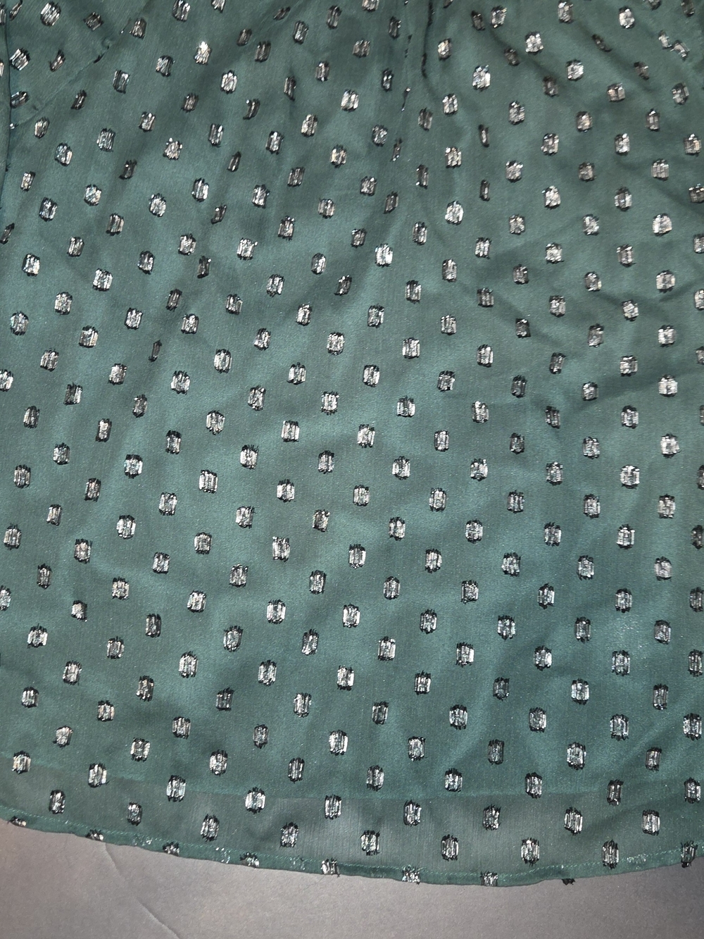 LOFT Forest Green V-Neck Long Sleeve Blouse with Metallic Dot - Picture 6 of 6
